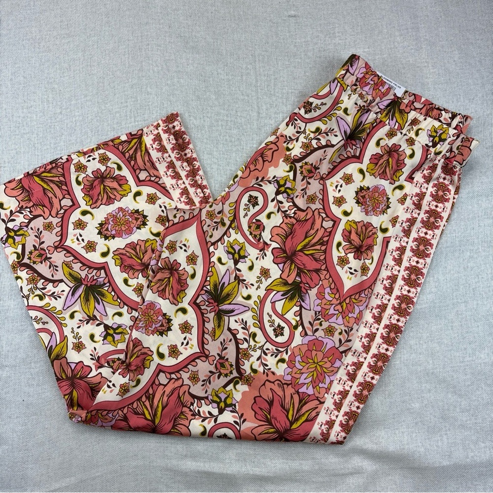 Jm Collection Plus Size Pull-on Satin Medallion Pants Size 3X